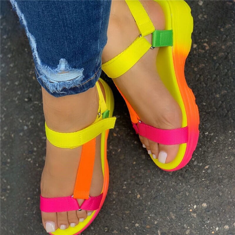 Creamtopmall Multi Colors Flat Sandals