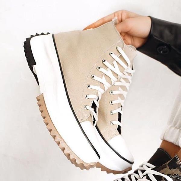 Creamtopmall Lace-Up High Top Zebra Canvas Sneakers