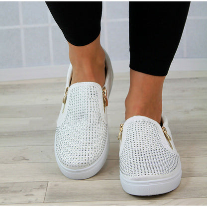 Creamtopmall Crystal Slip On Flat Loafers