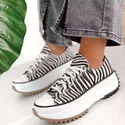 Creamtopmall Lace-Up High Top Zebra Canvas Sneakers