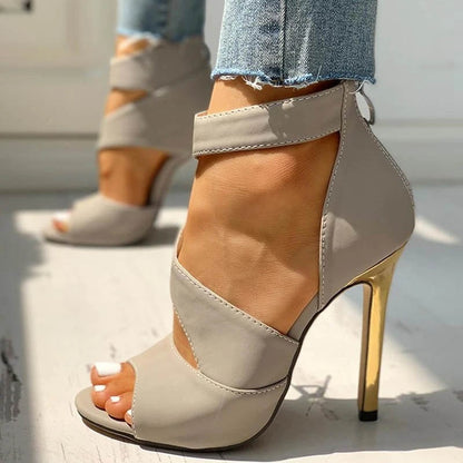 Creamtopmall Peep Toe Hollow Out Sandals Shoes