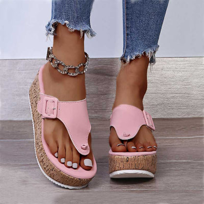 Creamtopmall Wedge Thick Bottom Flip Flops