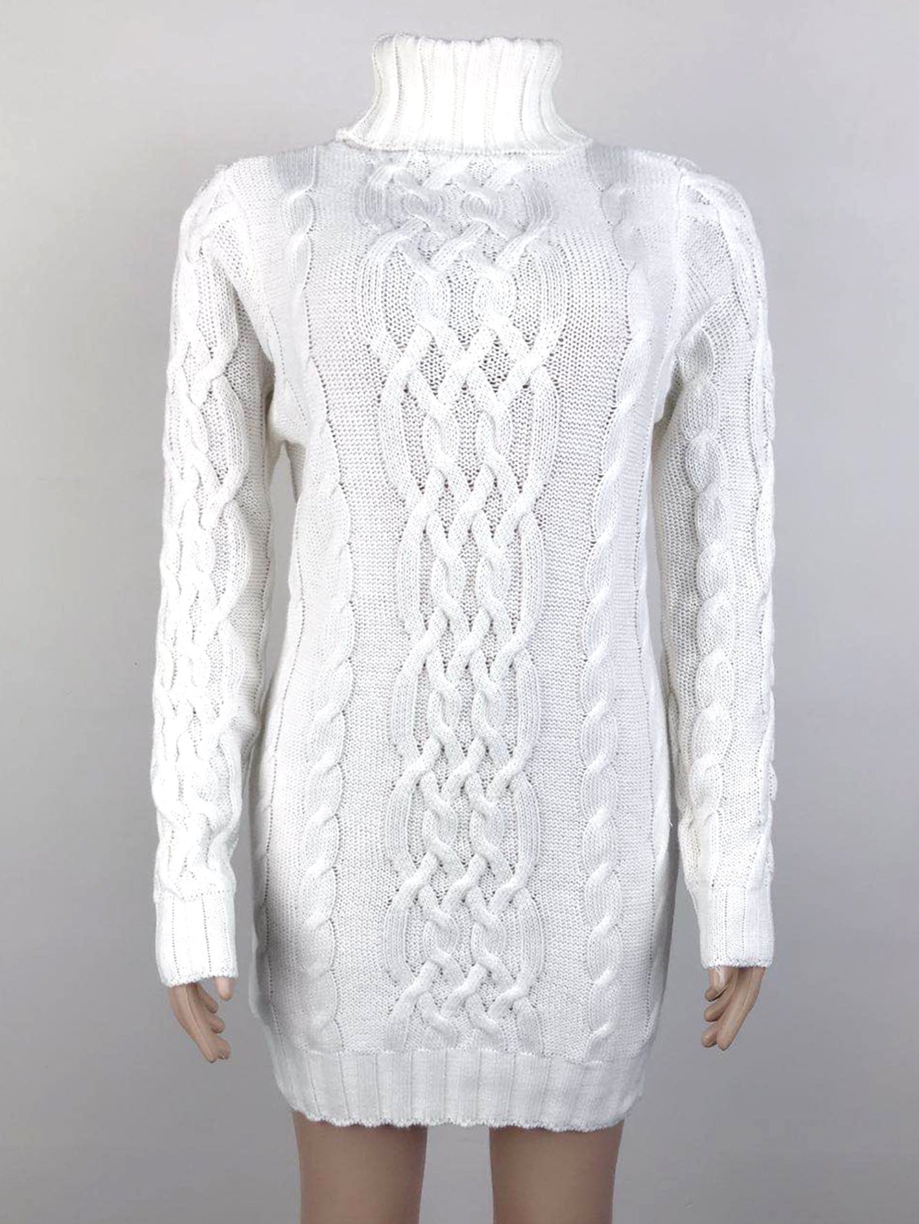 Creamtopmall Turtleneck Cable Knit Dress