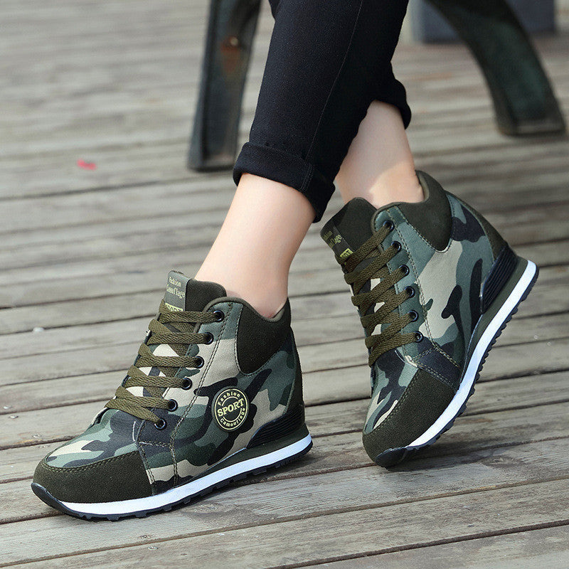 Creamtopmall Height Increase Canvas Camouflage Sneakers