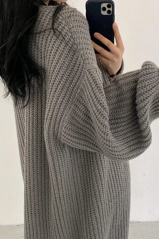 Creamtopmall Vintage Loose Long Knitted Sweater Coat