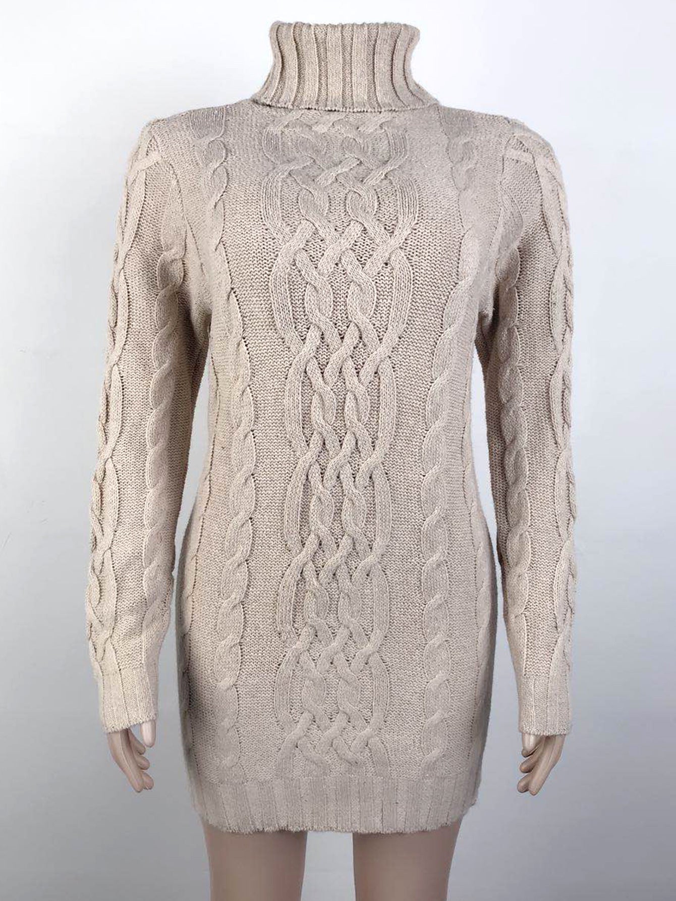 Creamtopmall Turtleneck Cable Knit Dress