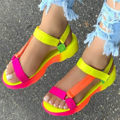 Creamtopmall Multi Colors Flat Sandals