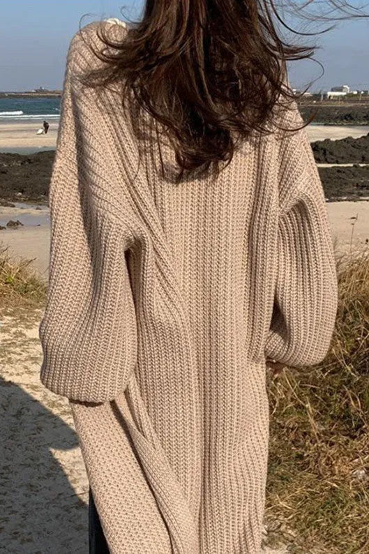 Creamtopmall Vintage Loose Long Knitted Sweater Coat