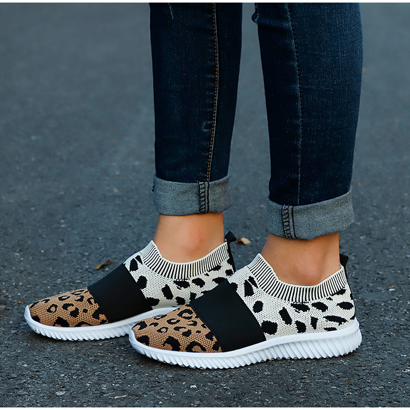 Creamtopmall Leopard Vulcanized Slip-On Sneakers