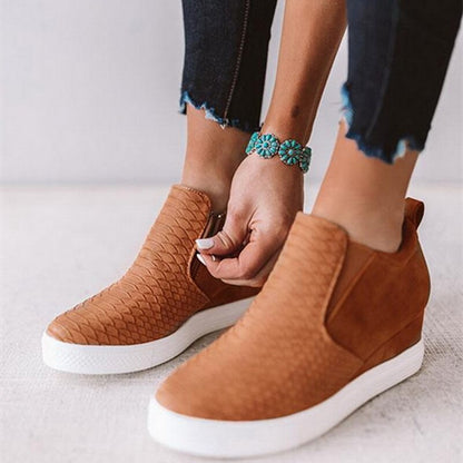 Creamtopmall Snake PU Leather Platform Wedges Shoes