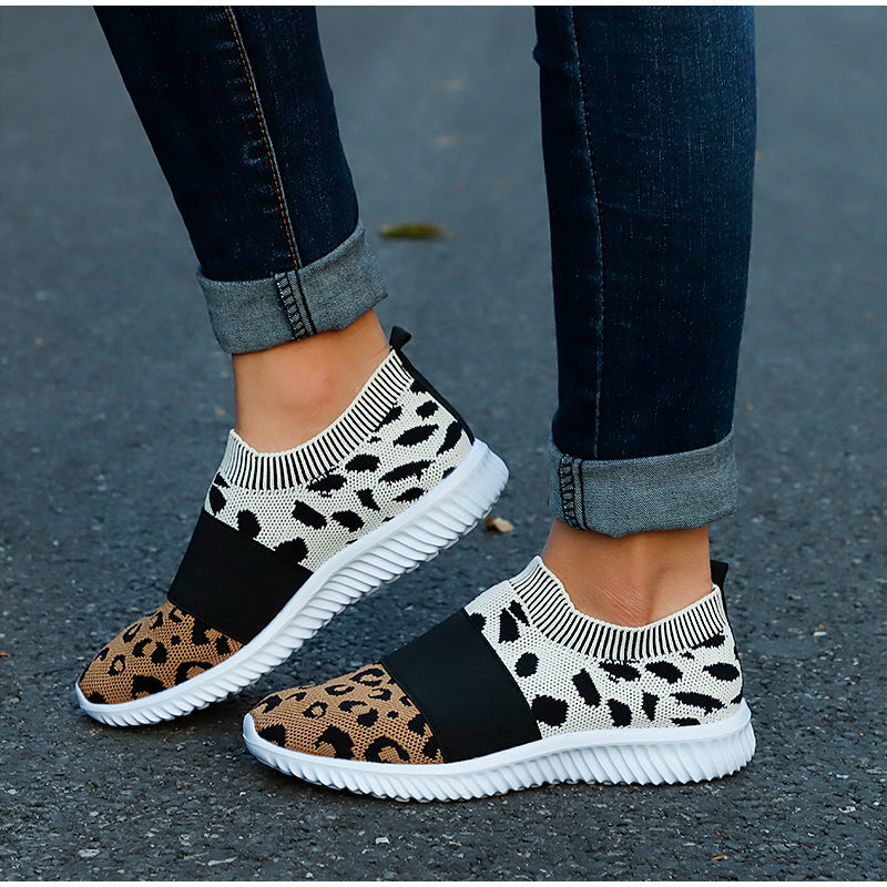 Creamtopmall Leopard Vulcanized Slip-On Sneakers