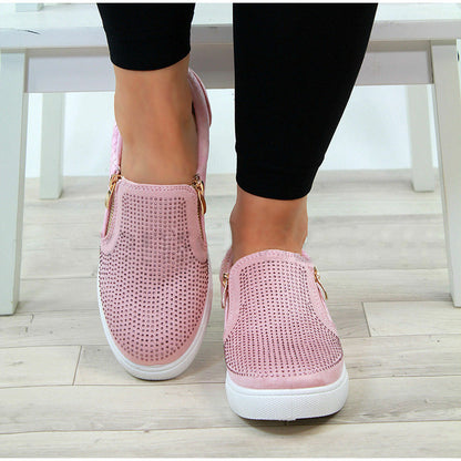 Creamtopmall Crystal Slip On Flat Loafers