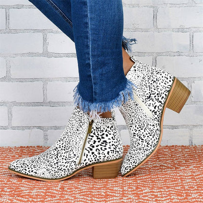 Creamtopmall Zipper Thick Heel Ankle Boots