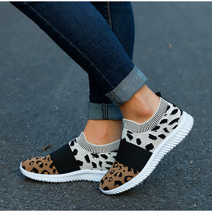 Creamtopmall Leopard Vulcanized Slip-On Sneakers