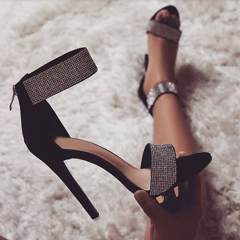 Creamtopmall Bling Ankle Strap Cover High Heels Sandals