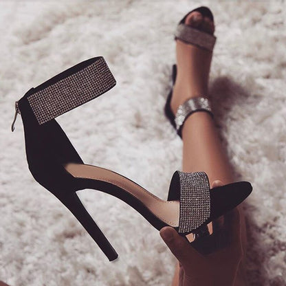 Creamtopmall Bling Ankle Strap Cover High Heels Sandals