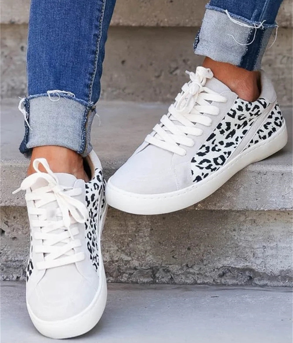 Creamtopmall Light Leopard Slip on Flat Canvas Sneakers