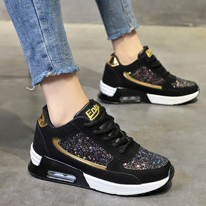 Creamtopmall Air-cushioned Flat Vulcanized Bling Sneakers