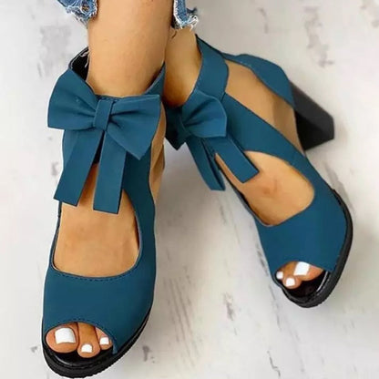 Creamtopmall Butterfly Knot Mesh High Heels Sandals