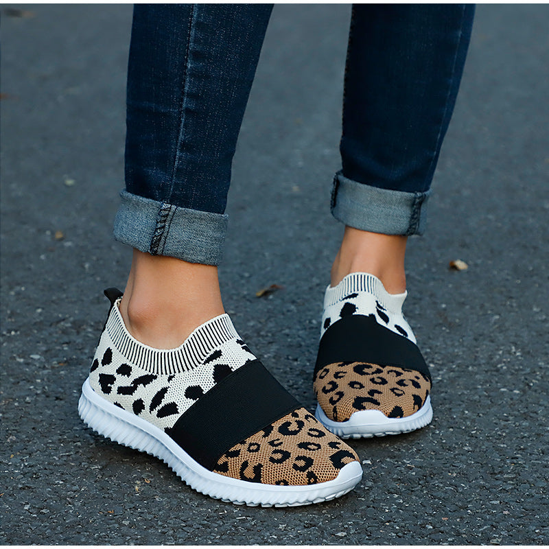 Creamtopmall Leopard Vulcanized Slip-On Sneakers