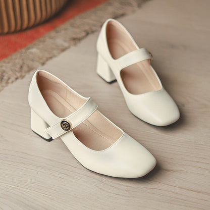 Creamtopmall Retro Mary Jane Hoof Heels Loafers