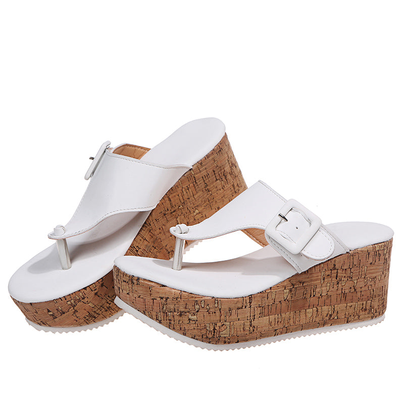 Creamtopmall Wedge Thick Bottom Flip Flops