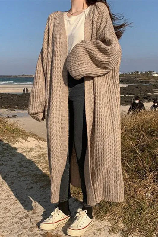 Creamtopmall Vintage Loose Long Knitted Sweater Coat