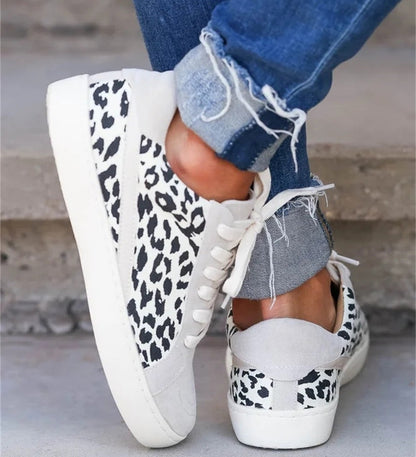 Creamtopmall Light Leopard Slip on Flat Canvas Sneakers