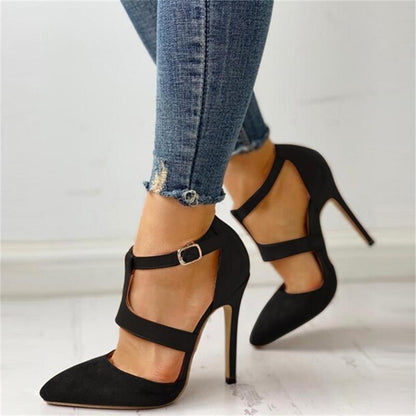 Creamtopmall Pointed Toe Ankle Strap High Heel Shoes