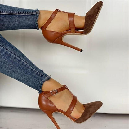 Creamtopmall Pointed Toe Ankle Strap High Heel Shoes