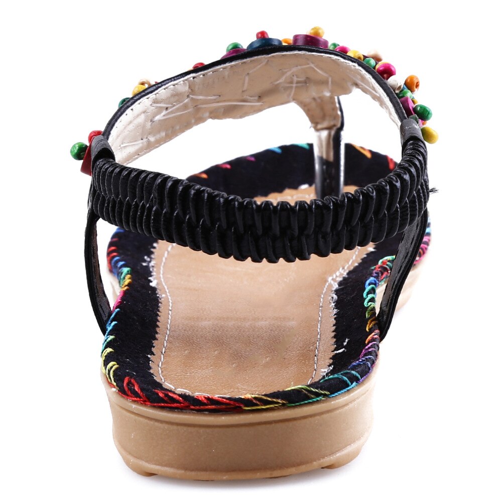 Creamtopmall Beads Chains Thong Gladiator Flat Sandals