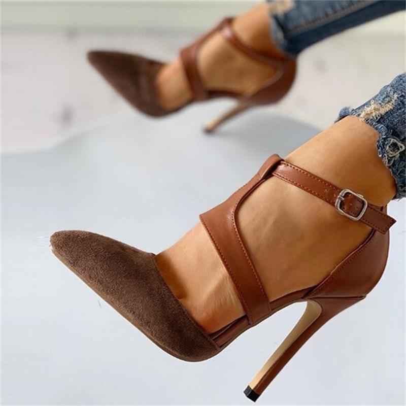 Creamtopmall Pointed Toe Ankle Strap High Heel Shoes