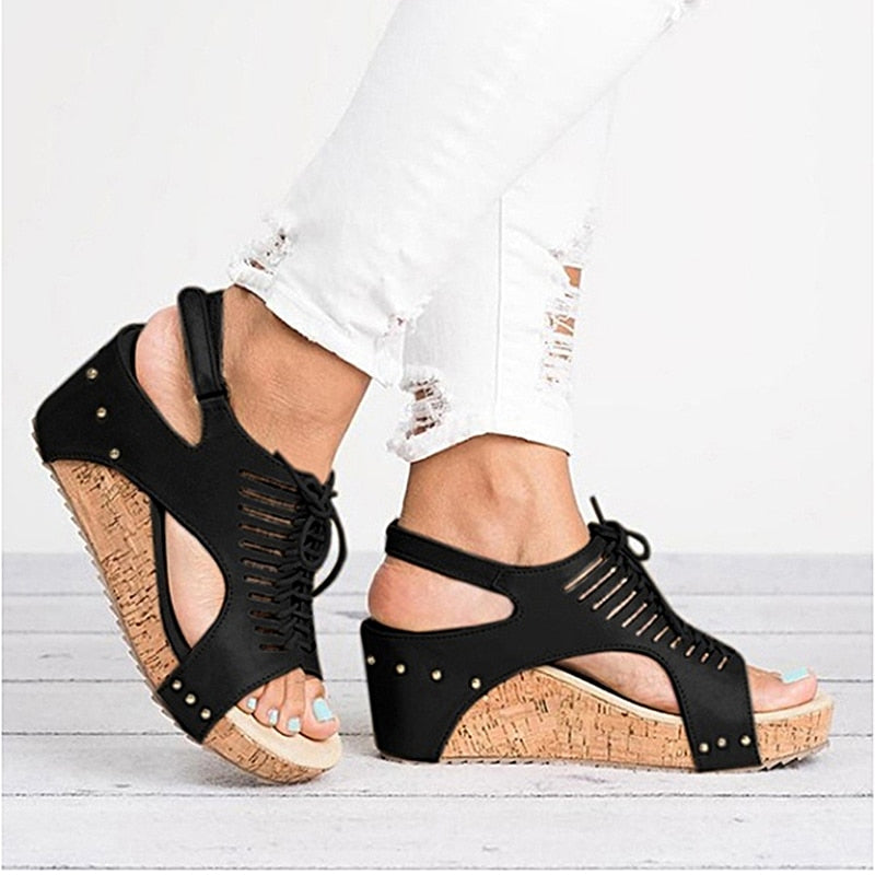 Creamtopmall Lace Up Platform Sandals