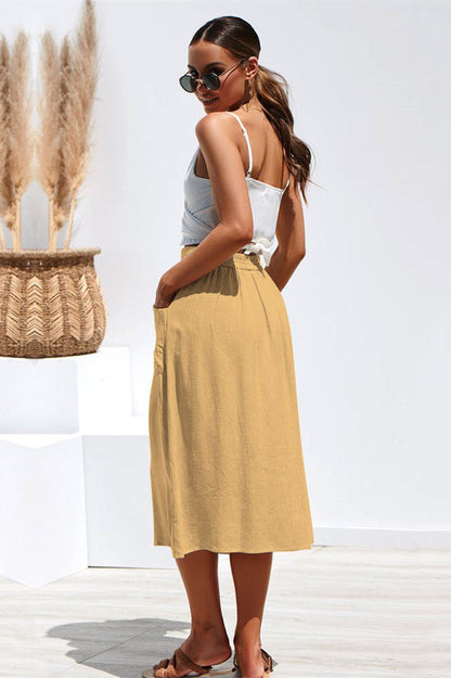 Creamtopmall Row Button Loose Pocket Skirt