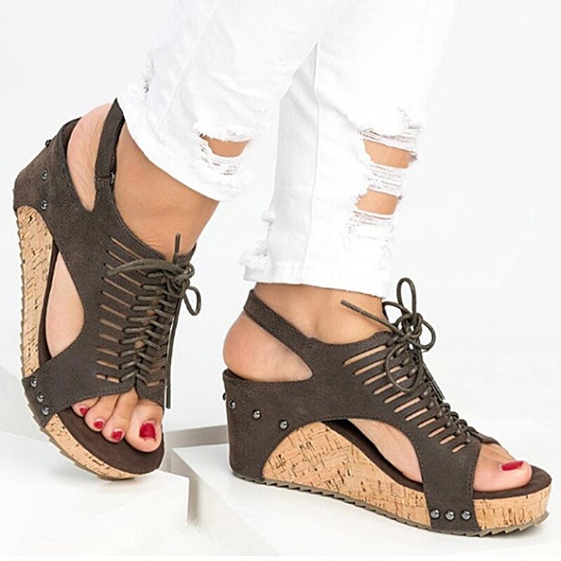 Creamtopmall Lace Up Platform Sandals