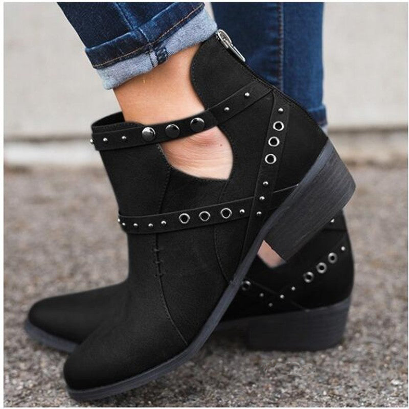 Creamtopmall Retro Rivet Punk Pumps Ankle Boots