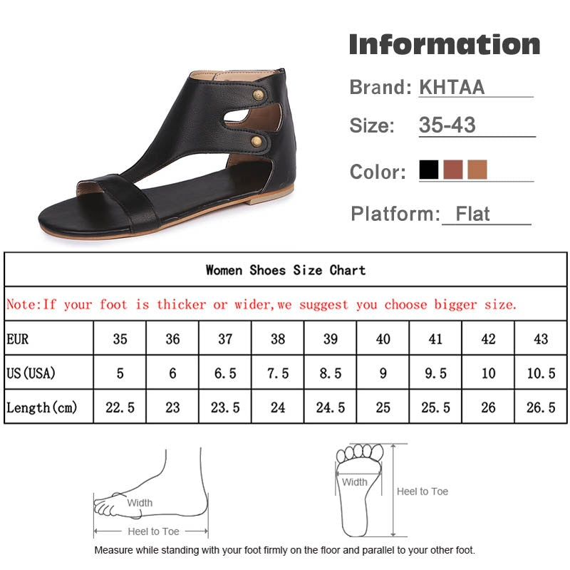 Creamtopmall Retro Gladiator Ankle Wrap Zipper Flat Sandals