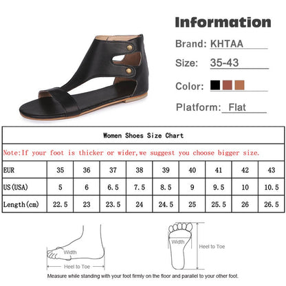 Creamtopmall Retro Gladiator Ankle Wrap Zipper Flat Sandals