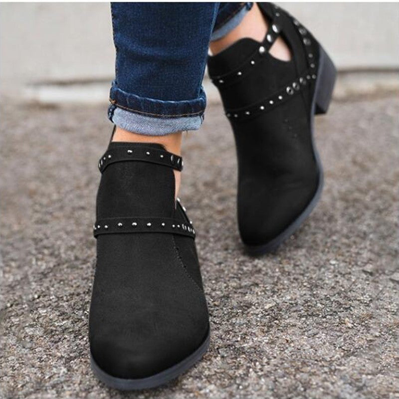 Creamtopmall Retro Rivet Punk Pumps Ankle Boots