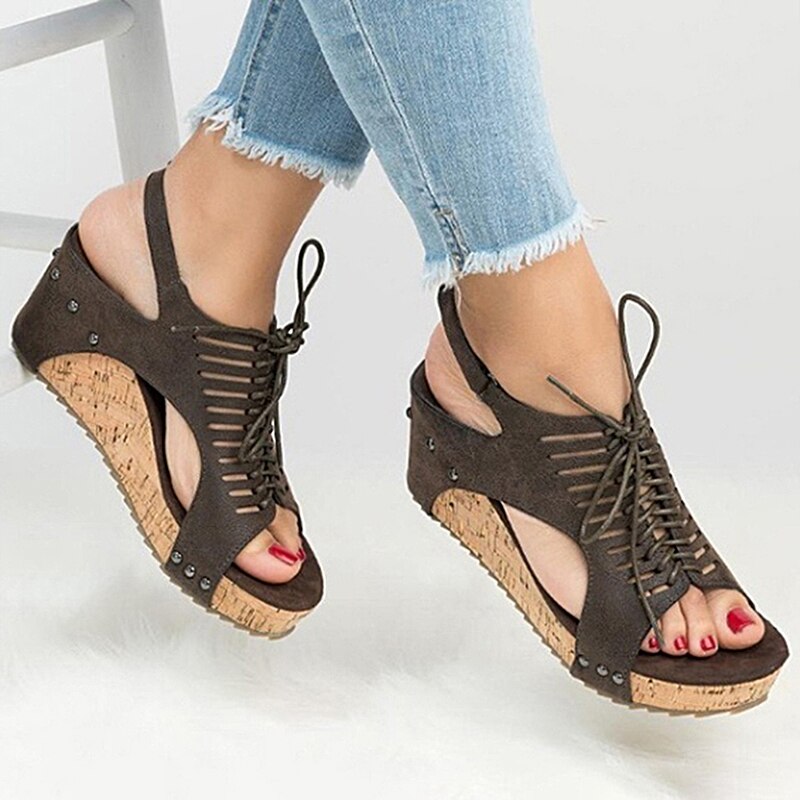 Creamtopmall Lace Up Platform Sandals