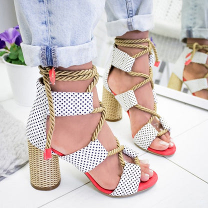 Creamtopmall Lace Up High Heels Gladiator Sandals