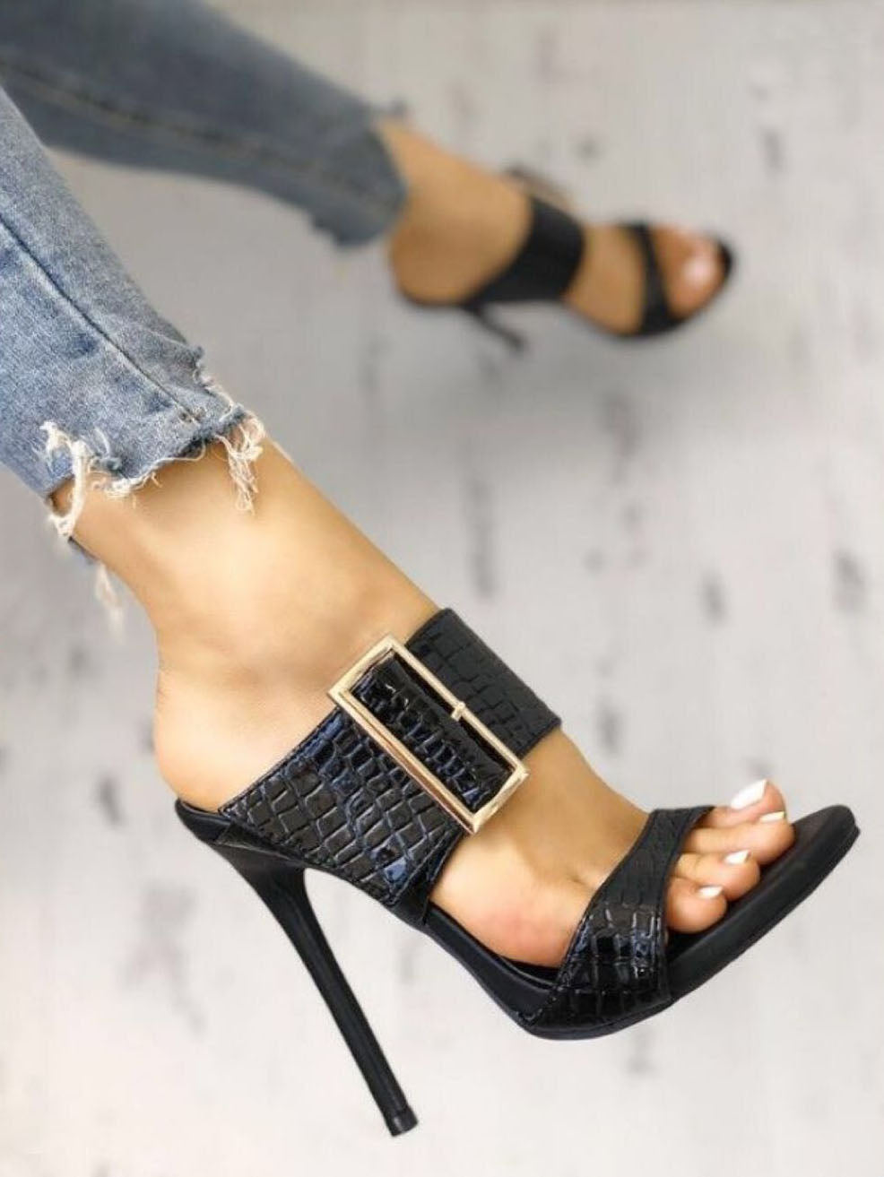 Creamtopmall Back Strap Gladiator Slip-On Heels