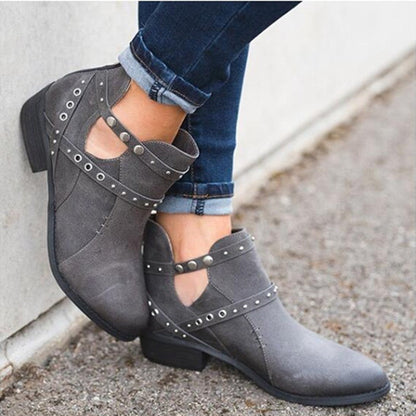 Creamtopmall Retro Rivet Punk Pumps Ankle Boots