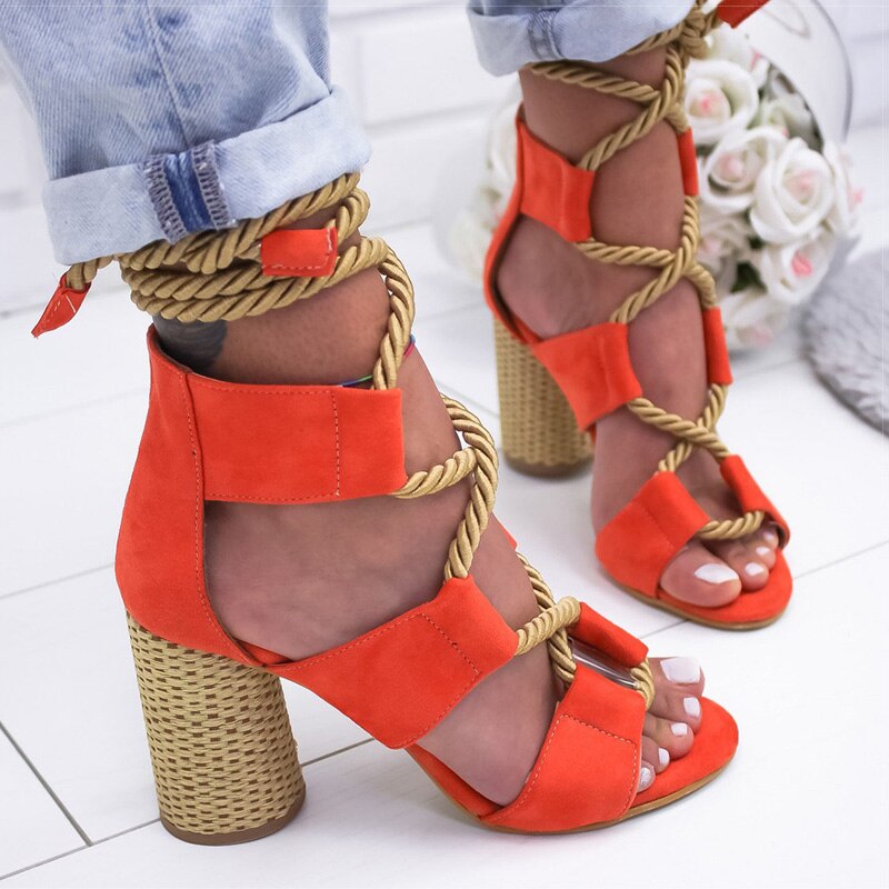 Creamtopmall Lace Up High Heels Gladiator Sandals