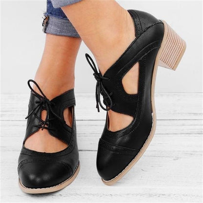 Creamtopmall British Style Hollow Out Platform Shoes