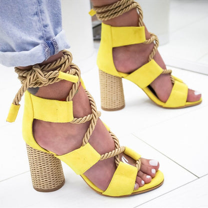 Creamtopmall Lace Up High Heels Gladiator Sandals