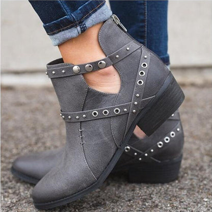 Creamtopmall Retro Rivet Punk Pumps Ankle Boots