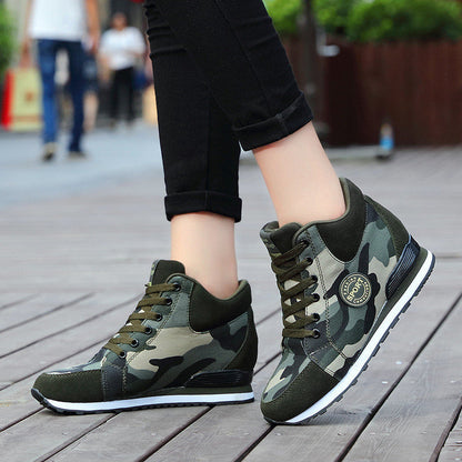 Creamtopmall Height Increase Canvas Camouflage Sneakers