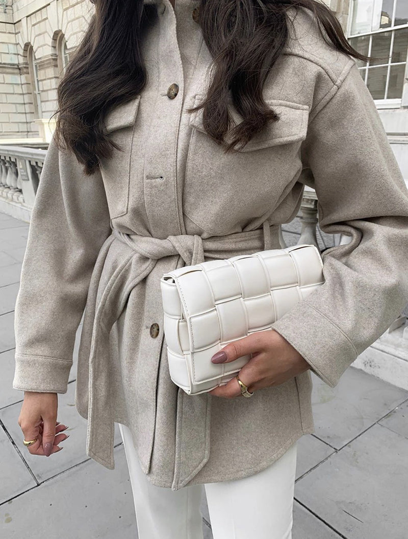 Creamtopmall Chic Turn Down Collar Elegant Wool Coats