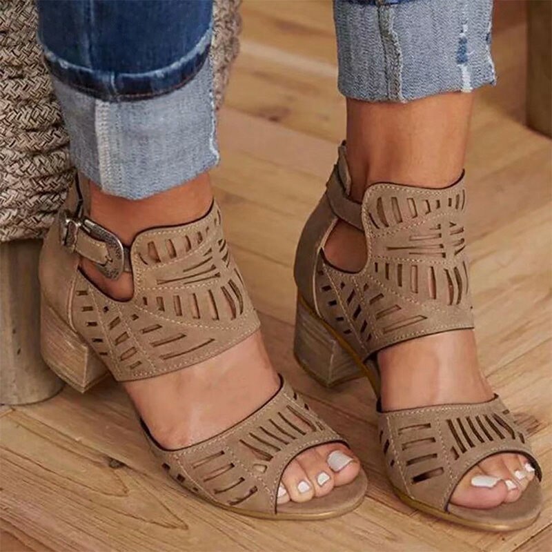 Creamtopmall Gladiator Buckle Strap High Heel Sandals